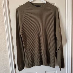 Murano 100% Silk Olive Green Ribbed Knit Sweater Men’s Size [Large]